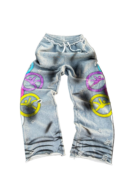 GRAY "FALLING MAN" SWEATS