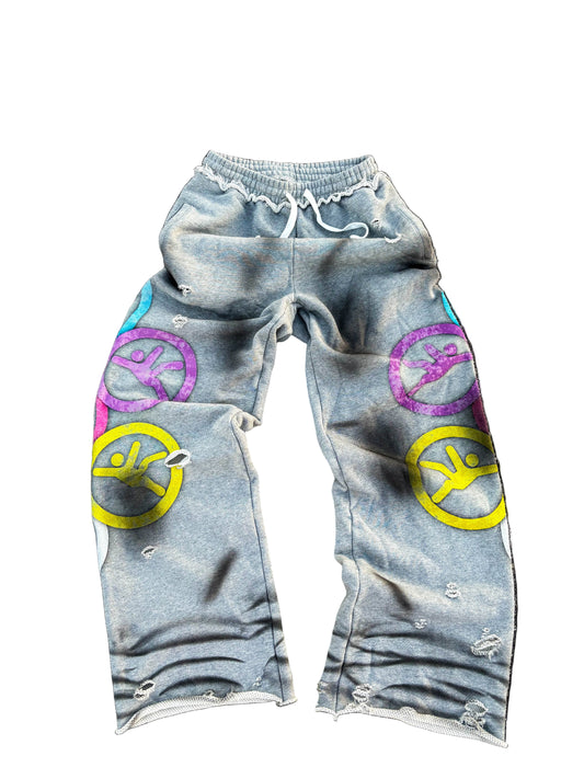 GRAY "FALLING MAN" SWEATS