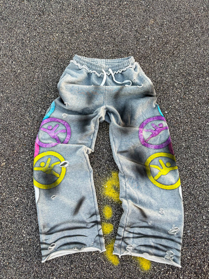 GRAY "FALLING MAN" SWEATS